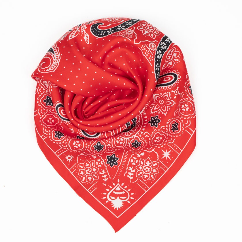 Carré de soie 67, twill de soie imprimé Bandana - Rouge