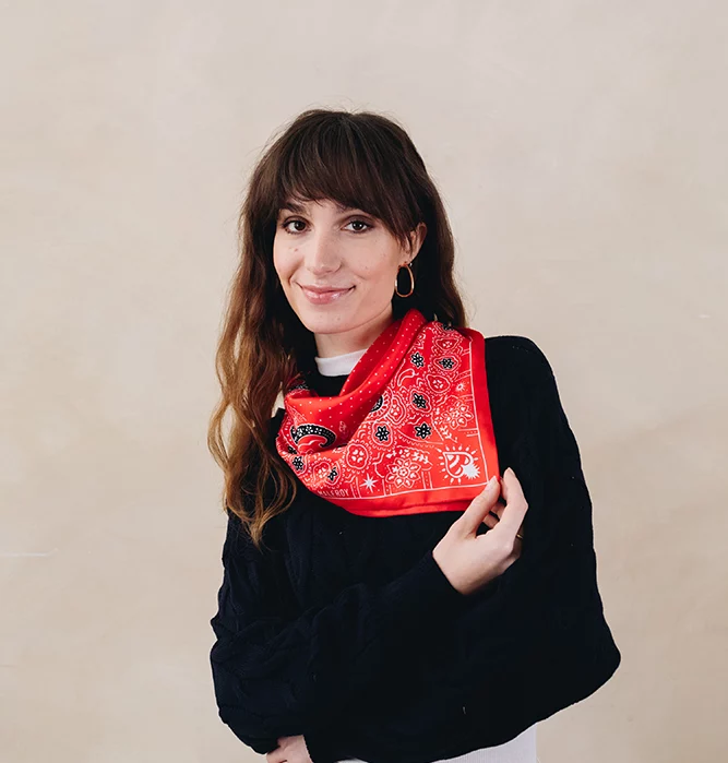 Carré de soie 67, twill de soie imprimé Bandana - Rouge