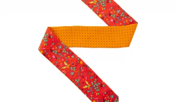 Bandeau de soie 6×86, twill de soie imprimé Viva Mini Pois – Orange