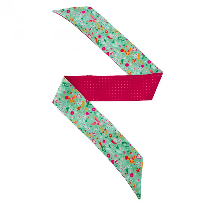 30931 Bandeau de soie 6x86, twill de soie imprimé Viva Mini Pois COL 4 VERT ROSE