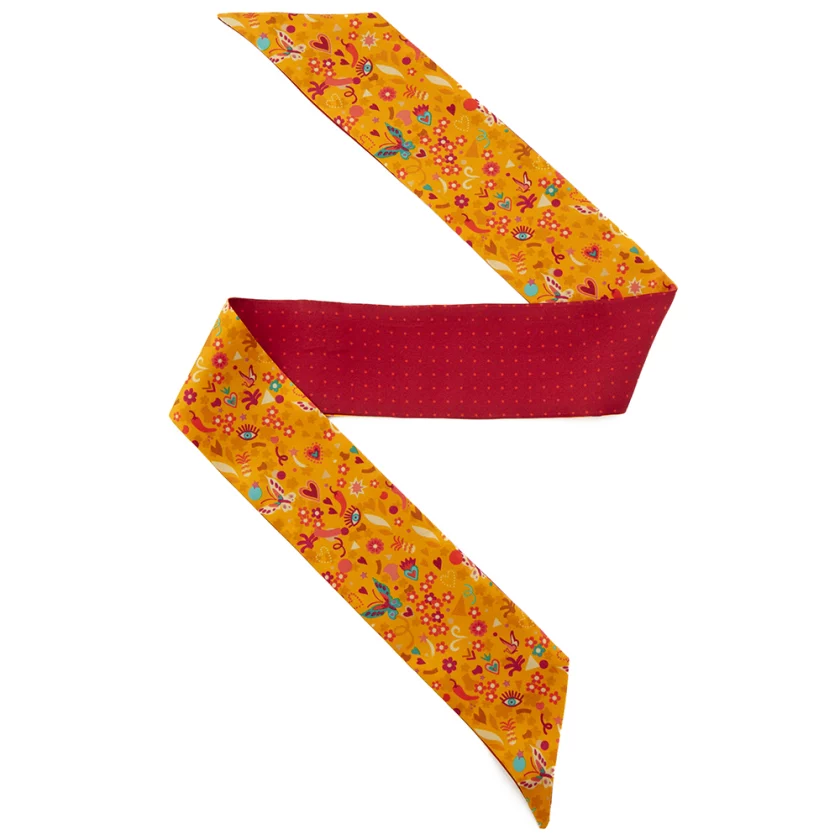 30931 Bandeau de soie 6x86, twill de soie imprimé Viva Mini Pois COL 5 JAUNE ROUGE