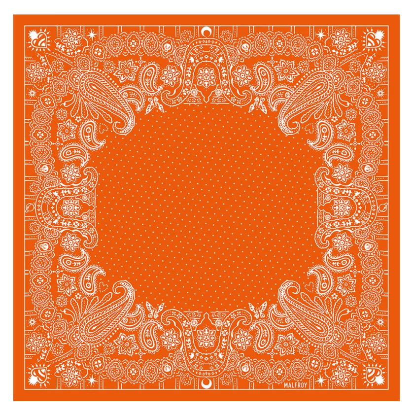 Carré en coton et soie 67 imprimé Bandana - Orange