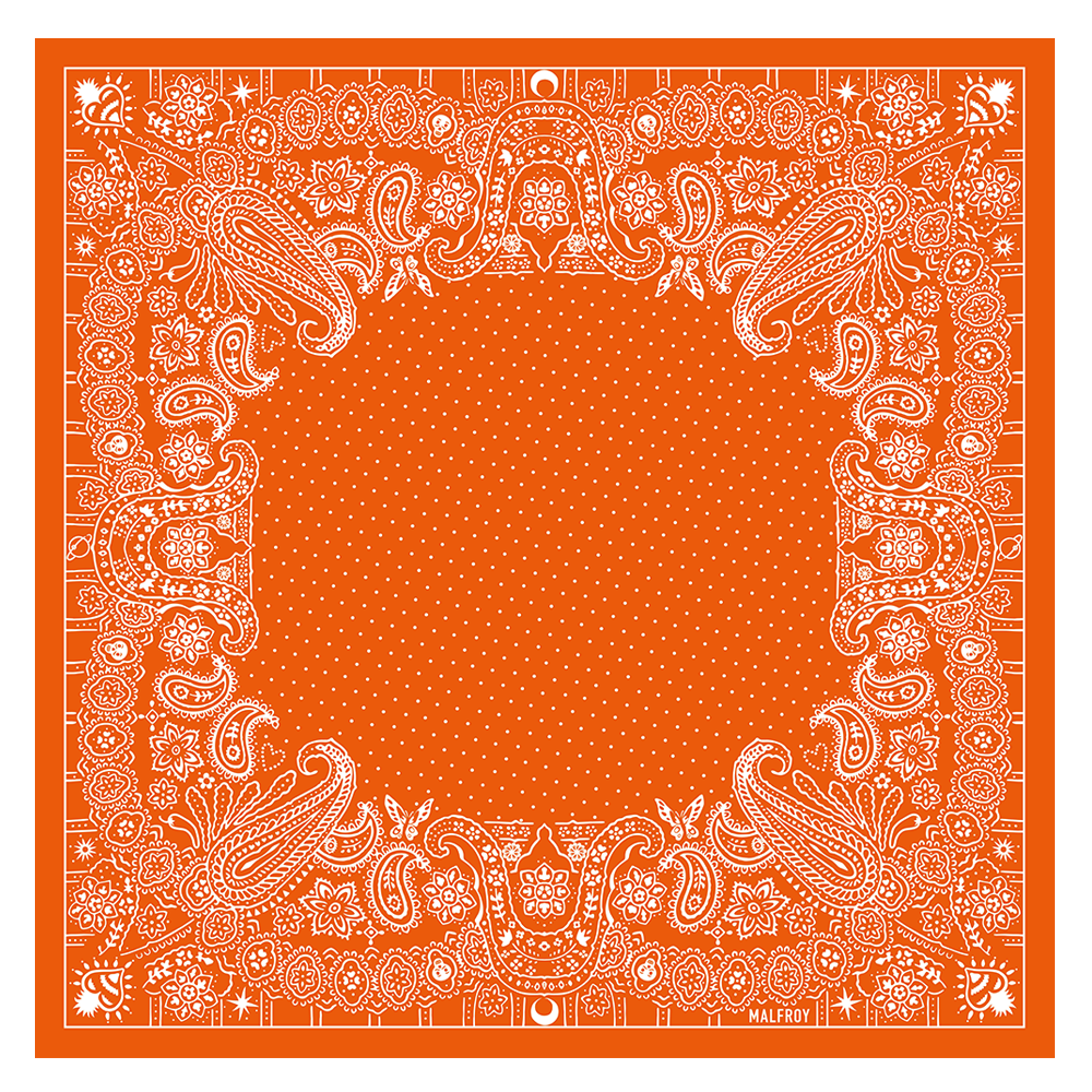 Carré en coton et soie 67 imprimé Bandana - Orange