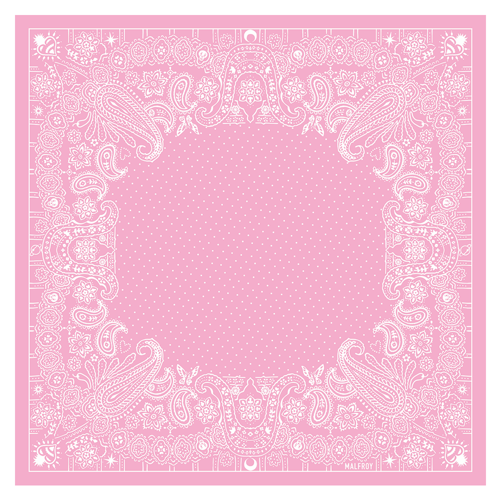 Carré en coton et soie 67 imprimé Bandana - Rose