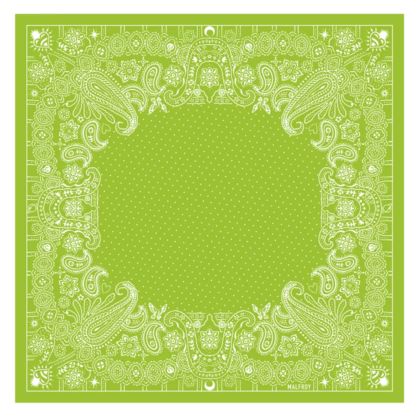 Carré en coton et soie 67 imprimé Bandana - Vert