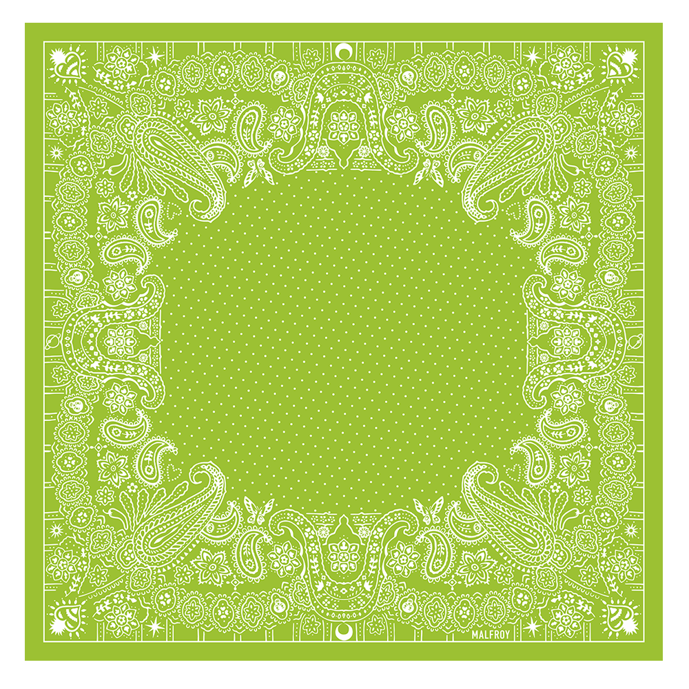 Carré en coton et soie 67 imprimé Bandana - Vert