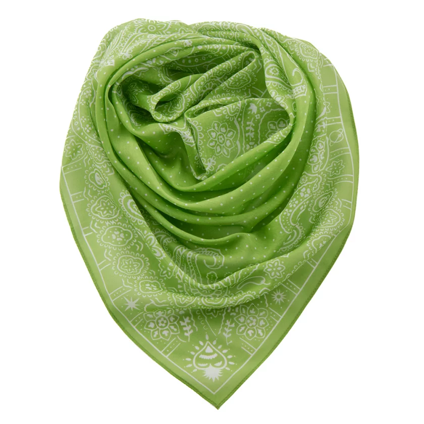 Carré en coton et soie 67 imprimé Bandana - Vert