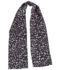 Echarpe en soie 33x140, twill de soie imprimé Léopard - Gris