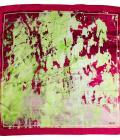 Carré de soie 67, pongé de soie imprimé Les Glycines, de l'artiste Thuy - Vert