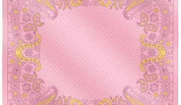 Carré de soie 67, twill de soie imprimé Bandana – Rose