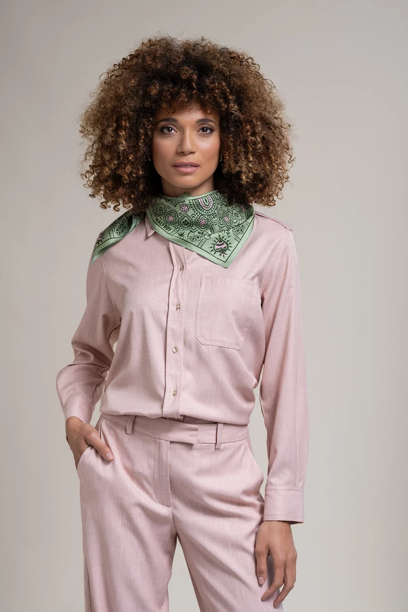 Carré de soie 67, twill de soie imprimé Bandana - vert clair