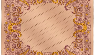 Carré de soie 67, twill de soie imprimé Bandana – Marron