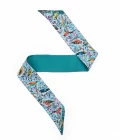Bandeau de soie 6x86, twill de soie imprimé L'arbre aux Oiseaux de l'artiste Victoria Ball - Vert