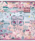 Carré de soie 90, twill de soie imprimé Secret garden - rose