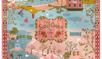 Carré de soie 90, twill de soie imprimé Secret Garden – Rouge