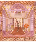 Carré de soie 90, twill de soie imprimé Joséphine Baker - orange