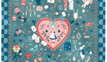 Carré de soie 67, Twill de soie imprimé Alice – Bleu