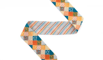 Bandeau de soie 6×86, twill de soie imprimé Patchwork Rayures – Orange