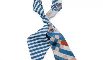 Bandeau de soie 13×140, twill de soie imprimé Quilt – Bleu