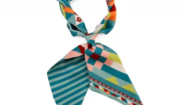 Bandeau de soie 13×140, twill de soie imprimé Quilt – Turquoise