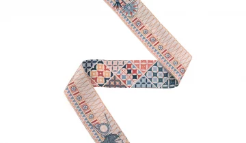 Bandeau de soie 6×86, twill de soie imprimé Cléopatra – Bleu
