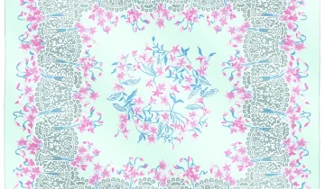 Carré de soie 67, Twill de soie imprimé Violette – Vert