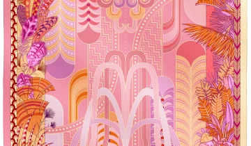 Carré de soie 67, Twill de soie imprimé Les années folles – Rose