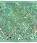 Carré de soie 67, twill de soie imprimé Lucky charms - vert sauge