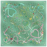 Carré de soie 67, Twill de soie imprimé Lucky Charms – Vert