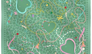 Carré de soie 67, Twill de soie imprimé Lucky Charms – Vert