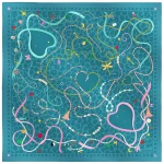 Carré de soie 67, Twill de soie imprimé Lucky Charms – Bleu