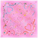 Carré de soie 67, Twill de soie imprimé Lucky Charms – Rose