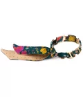 Bracelet doré et lien en twill de soie imprimée Liberty mini pois - Vert beige