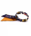 Bracelet doré et lien en twill de soie imprimée Liberty mini pois - Violet or